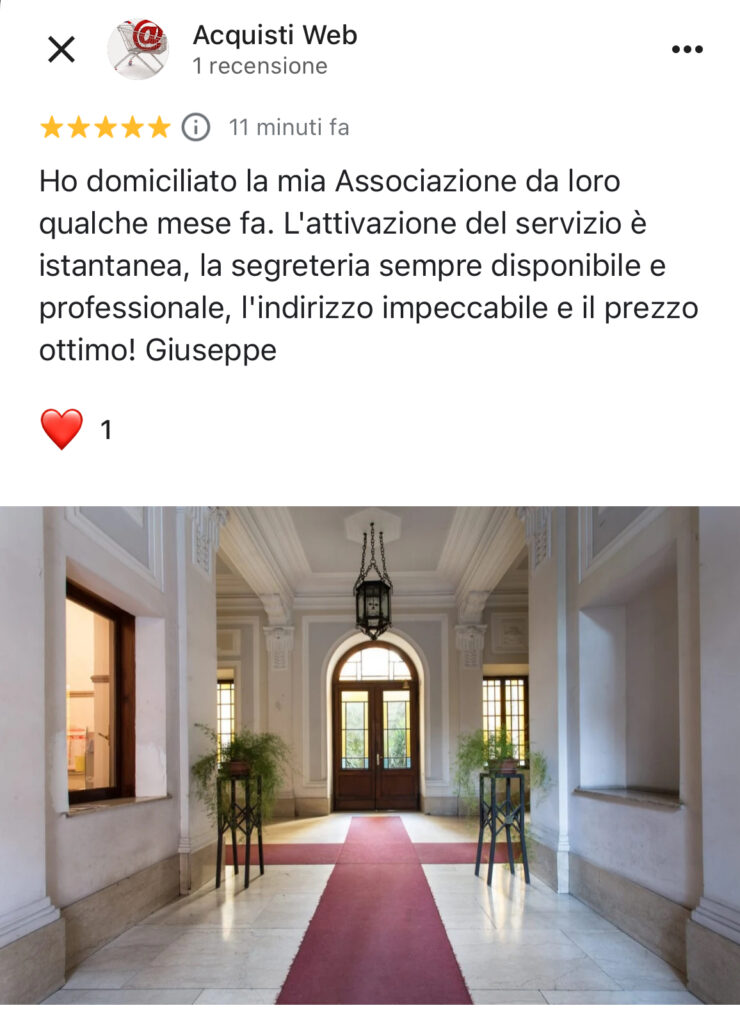 recensione servizio sede legale per associazioni
